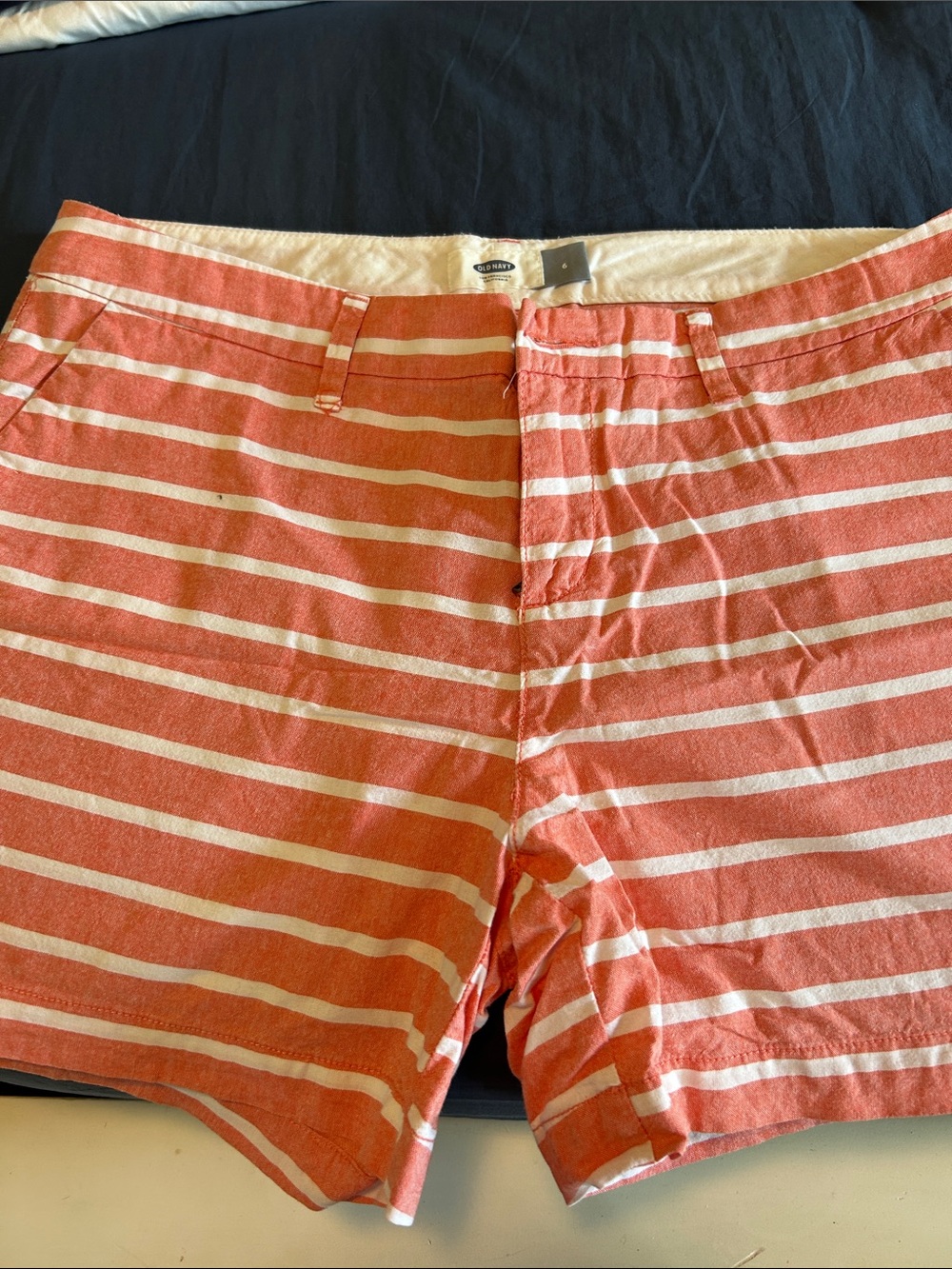 Old Navy Coral and White Striped Women’s Shorts